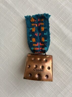 Vintage Copper Sheep Bell Oppdal Norway Woven Strap